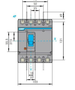 Alternative view of MCCB Chint NXM-1000S/4300B 1000A 50kA 4P