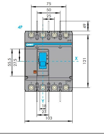 MCCB Chint NXM-125S/4300B 100A 25kA 4P - Ảnh 2